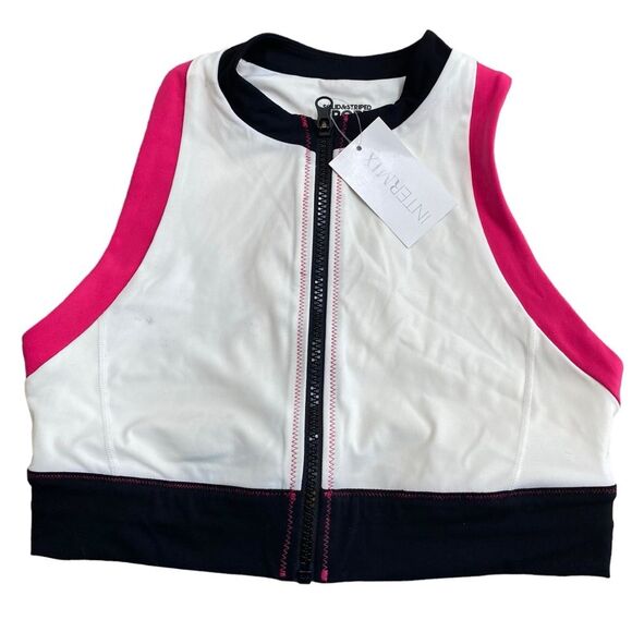 Solid & Stripe Sport Women’s S Trek High Neck Zip Front‎ Sports Bra White Sporty - Picture 2 of 8